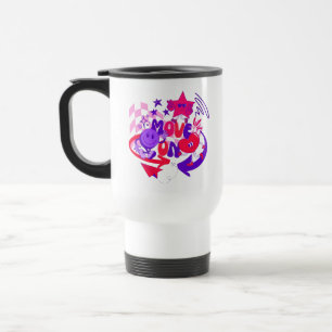 "Move On" Groovy Retro Colorful Saying Travel Mug