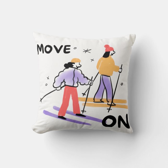 Move On Skiing Winter Adventure Cushion (Front)