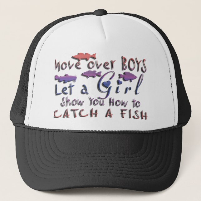 MOVE OVER BOYS GIRLS FISHING TRUCKER HAT (Front)