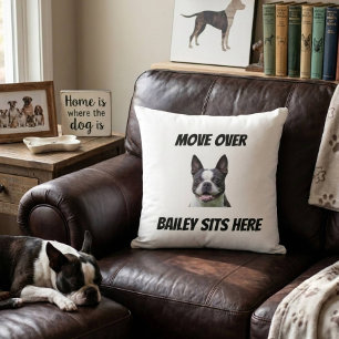 Move Over The Dog Sits Here Funny Custom Dog Cushion