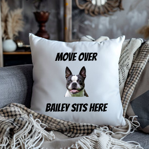 Move Over The Dog Sits Here Funny Dog  Cushion