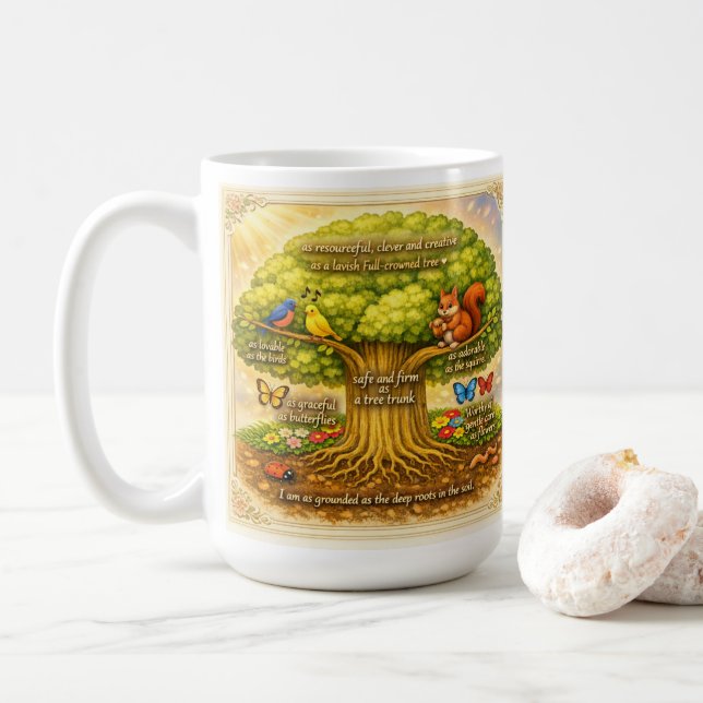 move throughout the day steadily inducing joy coffee mug (With Donut)