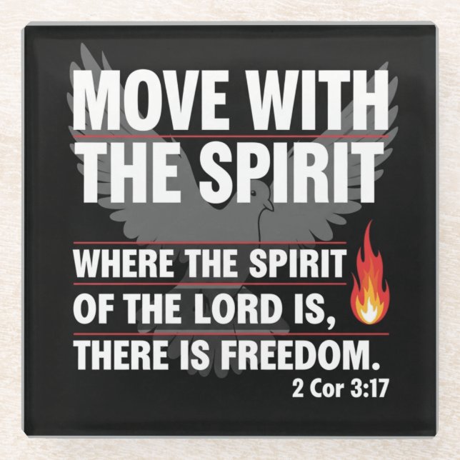 Move with the spirit - freedom design glass coaster (Front)