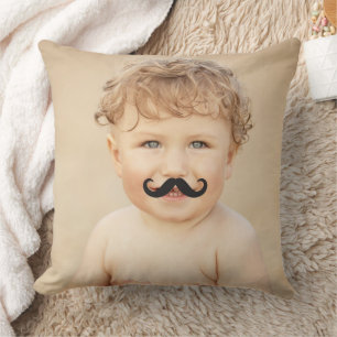 Moveable Black Mr. Moustache/Moustache Photo Funny Cushion