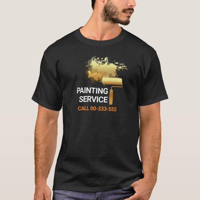 Moveable Gold Brush Paint Splatter T-Shirt (Front)