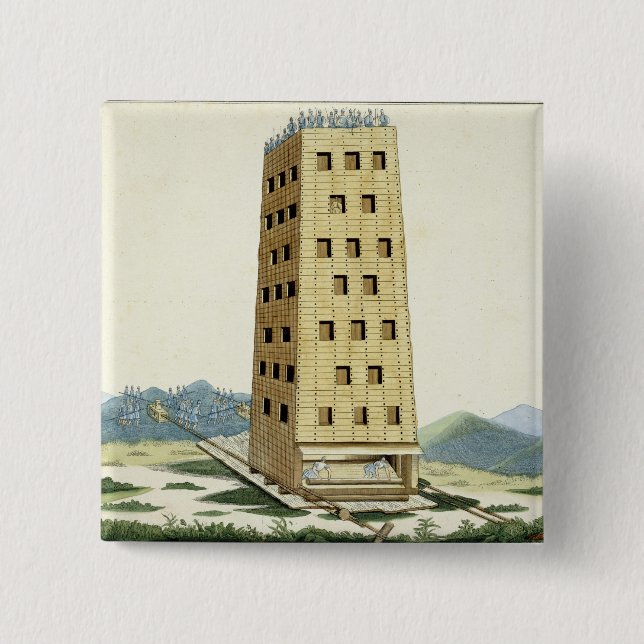 Moveable tower, designed after Caesar's tower at N 15 Cm Square Badge (Front)