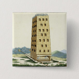 Moveable tower, designed after Caesar's tower at N 15 Cm Square Badge
