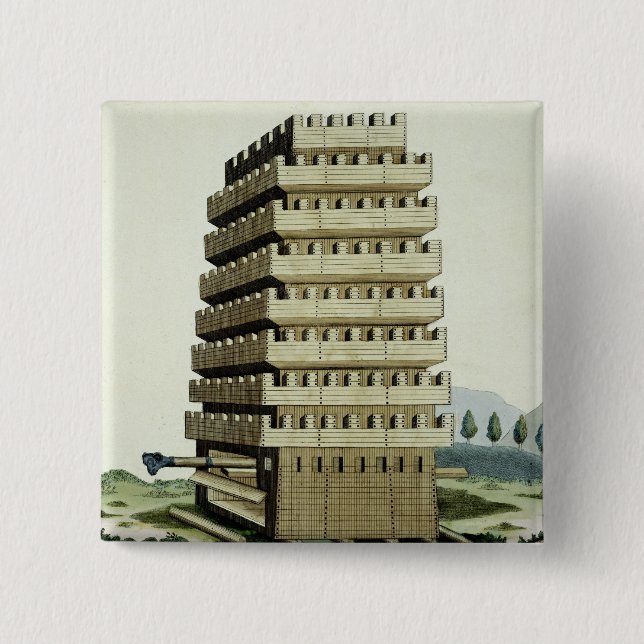 Moveable tower with outer galleries and an additio 15 cm square badge (Front)