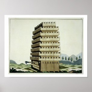 Moveable tower with outer galleries and an additio poster