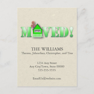 Moved Announcement (Green) Postcard