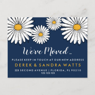 Moved house daisy ink drawing  announcement postcard