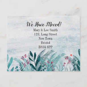 Moved house moving abroad moving address, announcement postcard