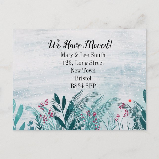 Moved house moving abroad moving address, announcement postcard (Front)