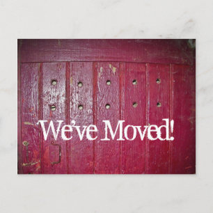 Moved new address old red door announcement postcard