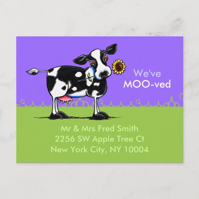 Moved Sunny Cow New Address Announcements (Front)