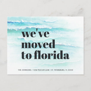 Moved to Florida Ocean Waves New Address Announcement Postcard