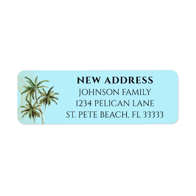 Moved to Florida Palm Trees Return Address (Front)