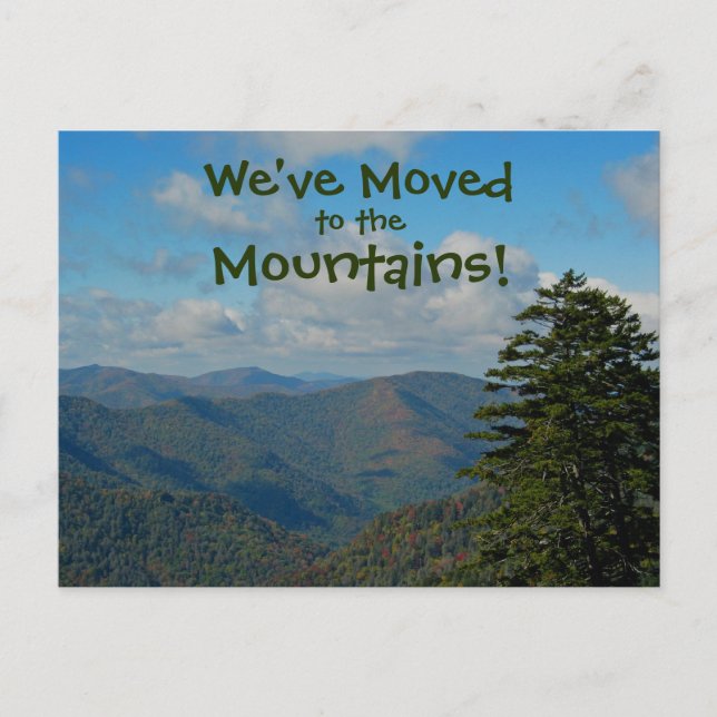 Moved to Mountains - Autumn Colour Address Change Announcement Postcard (Front)
