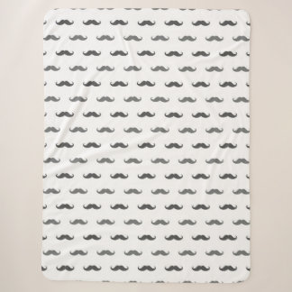 Movember Black Moustache Seamless Pattern Sherpa Blanket