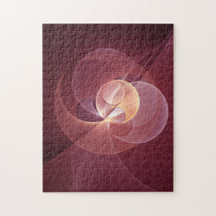 Movement Abstract Modern Wine Red Pink Fractal Art Jigsaw Puzzle