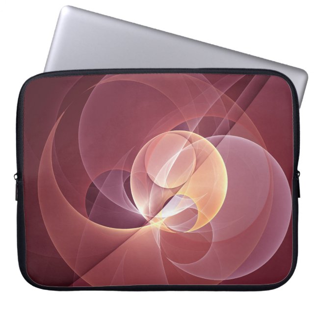 Movement Abstract Modern Wine Red Pink Fractal Art Laptop Sleeve (Front)