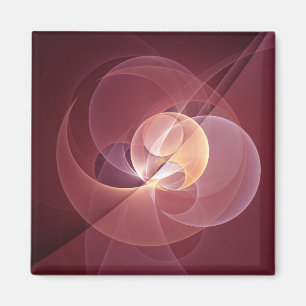Movement Abstract Modern Wine Red Pink Fractal Art Magnet