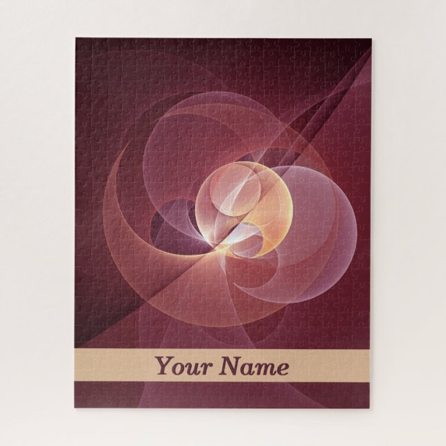 Movement Abstract Wine Red Pink Fractal Art Name Jigsaw Puzzle (Vertical)