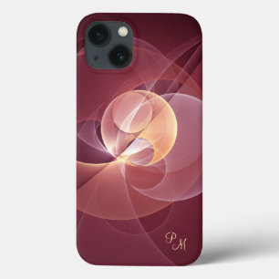 Movement Abstract Wine Red Pink Fractal Monogram iPhone 13 Case