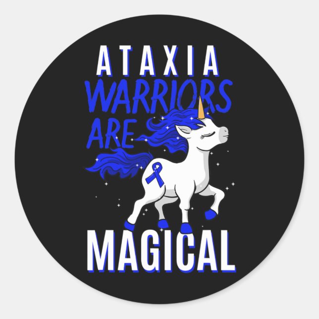 Movement Disorder Dystaxia Friedreich's Unicorn Lo Classic Round Sticker (Front)