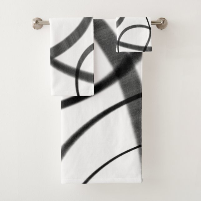 Movement in Black and White  Bath Towel Set (Insitu)
