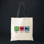 Mover Peace Love Moving Company Truck Tote Bag<br><div class="desc">Peace Love Moving Company. A cool mover business design with a peace sign,  heart,  and moving truck. Load up some boxes and order this cute movers present.</div>