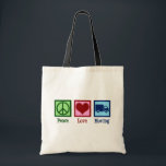 Mover Peace Love Moving Company Truck Tote Bag<br><div class="desc">Peace Love Moving Company. A cool mover business design with a peace sign,  heart,  and moving truck. Load up some boxes and order this cute movers present.</div>