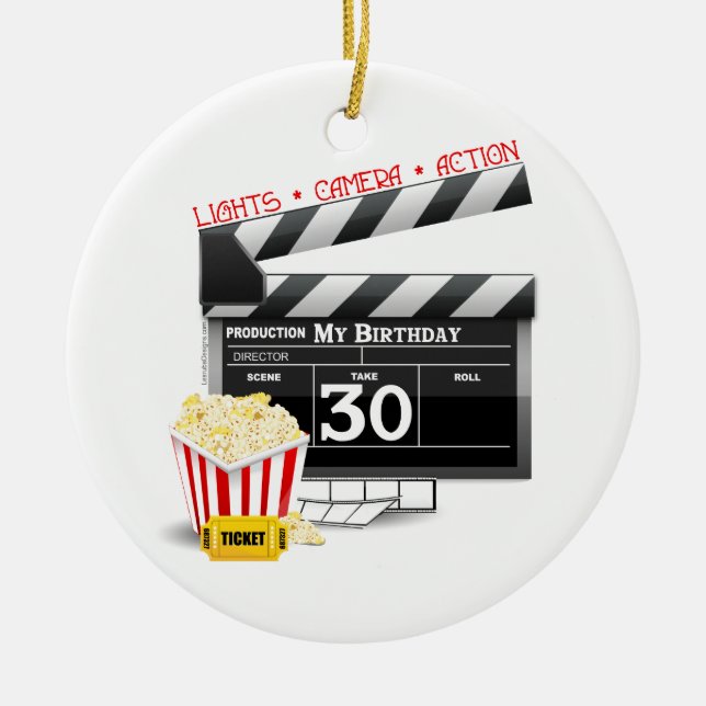 Movie Birthday Party 30th Birthday Ceramic Tree Decoration (Front)