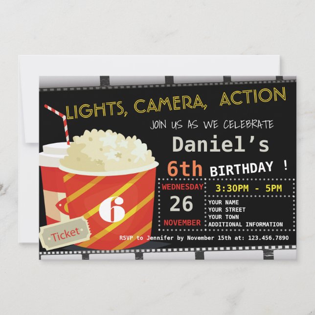 MOVIE BIRTHDAY PARTY INVITATION (Front)