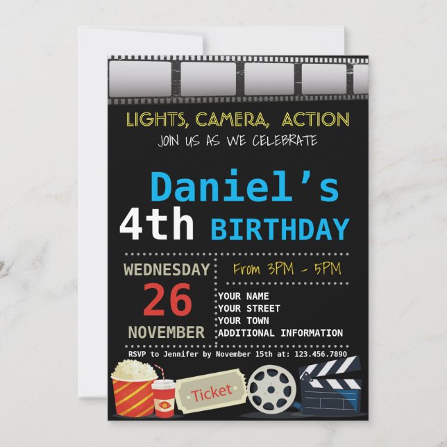 MOVIE BIRTHDAY PARTY INVITATION (Front)