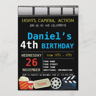 MOVIE BIRTHDAY PARTY INVITATION