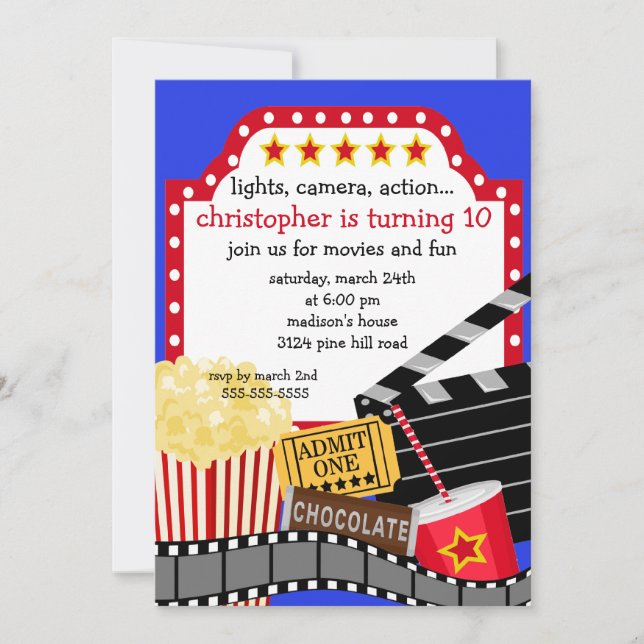 Movie Birthday Party Invitation (Front)
