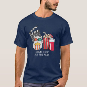 Movie Buff Cat with Popcorn and Drinks T-Shirt