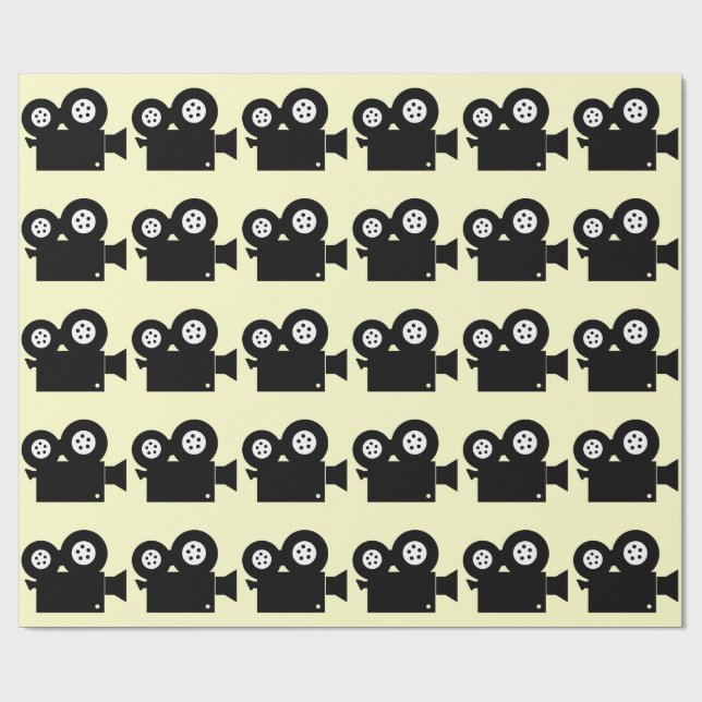 MOVIE CAMERA MOTIF WRAPPING PAPER (Flat)