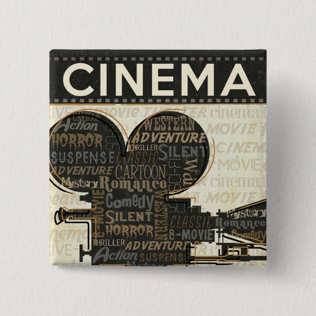 Movie Camera Reel 15 Cm Square Badge (Front)
