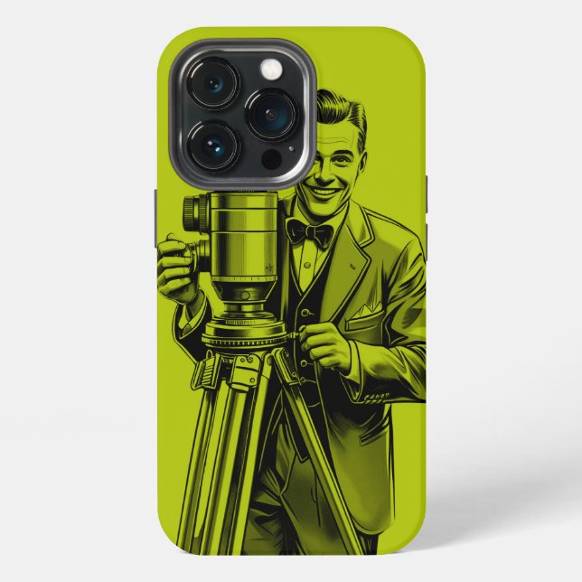 Movie cameraman vintage lime green  iPhone case (Back)