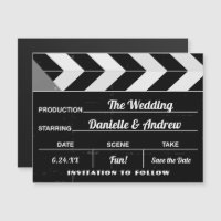 Movie Clap Board Black White Wedding Save the Date