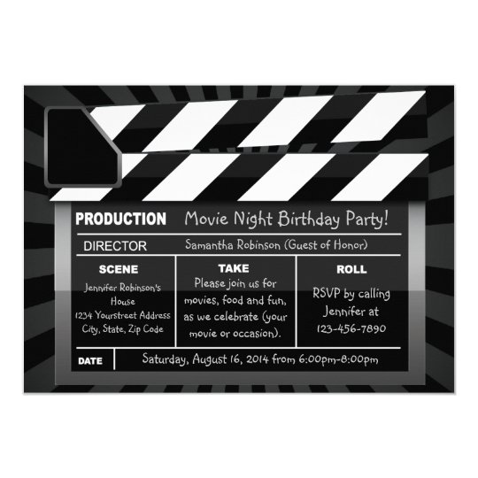 movie clap board custom party invitations zazzle co uk