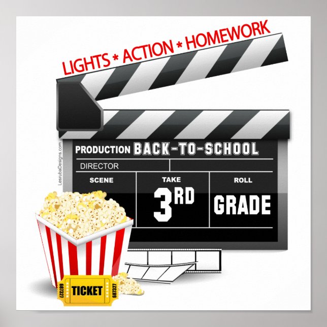Movie Clapboard 3rd Grade Poster (Front)