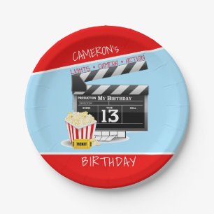 Movie Clapboard Popcorn 13th Birthday Paper Plate