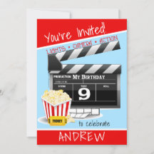 Movie Clapboard Popcorn 9th Birthday Party