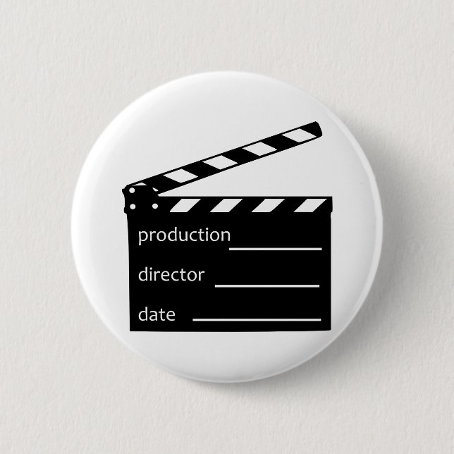 Movie clapper 6 cm round badge (Front)