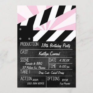 Movie Clapper Action Sign Party Invitation