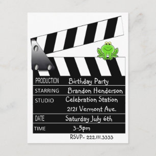 Movie Clapper Birthday Party Invitation