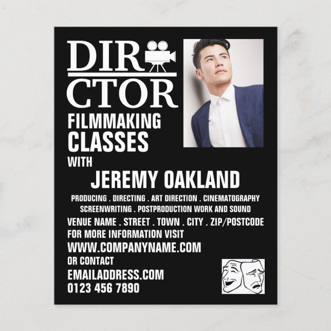 Movie Director, Filmmaking Classes Advertising Flyer (Front)